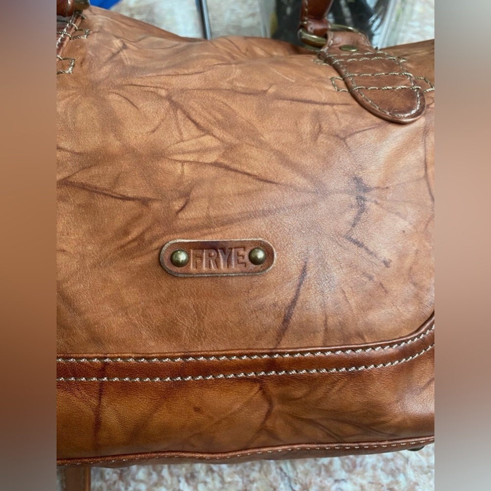 FRYE Melissa Cognac Distresses Leather Satchel - Picture 5 of 12